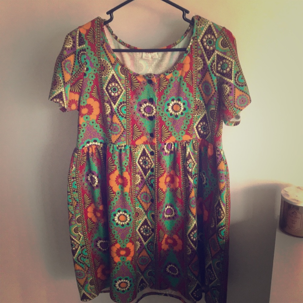 Boho printed babydoll dress